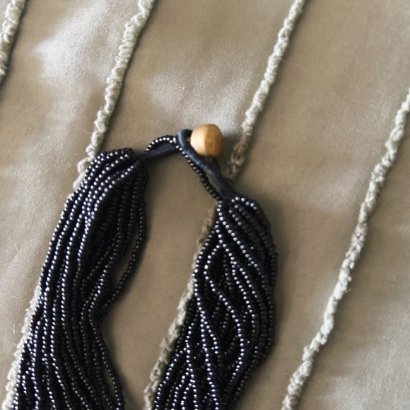 Aid Through Trade Fair Trade Black and Gold Beaded Hema Necklace - Picture 4 of 6